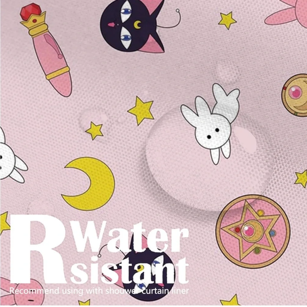 Pink Sailor Moon Cute Shower Curtain,Anime Kawaii 72